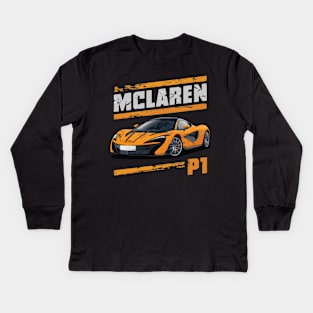 McLaren P1 Vintage Car Kids Long Sleeve T-Shirt